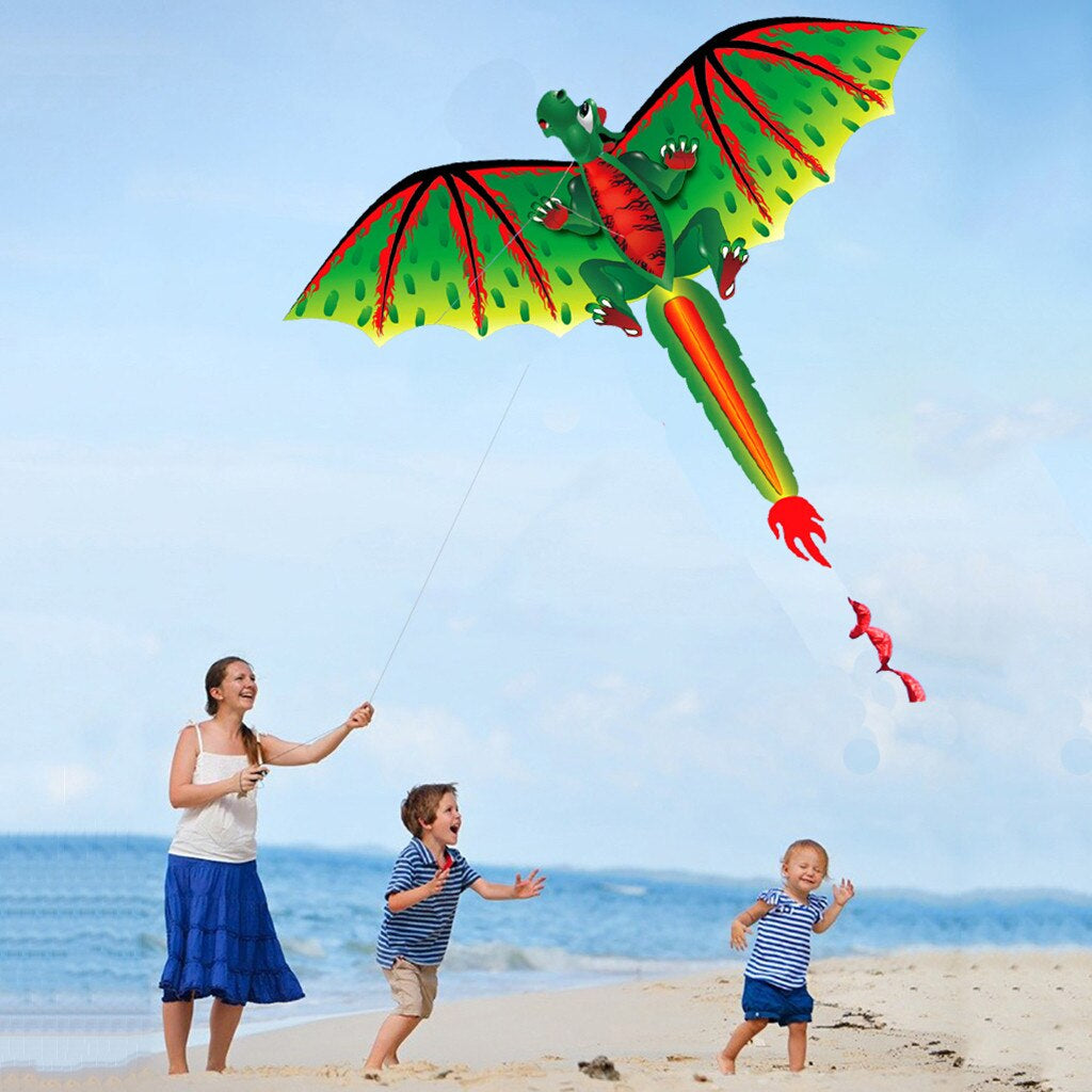 3D Dragon Kite Single Line with Tail Kites Outdoor Fun Toy Kite Family Outdoor Sports Toy Children Kids Easy to Fly Power Kites