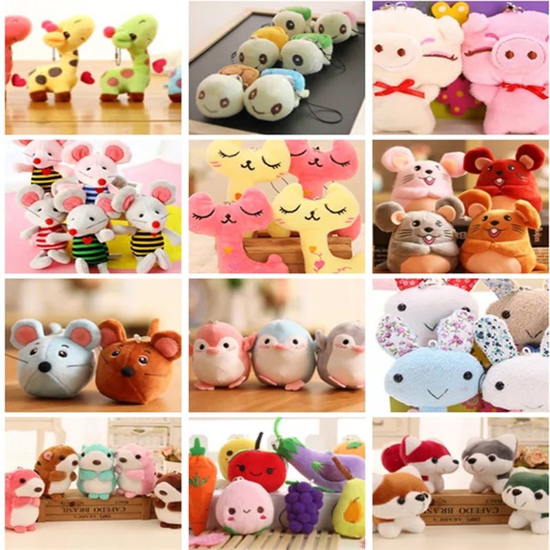 Hot Sell - Wholesale 40Pcs.Lot , Cat Little Bear Etc. 4*3CM Plush Stuffed TOY String TOY Key Chain Plush