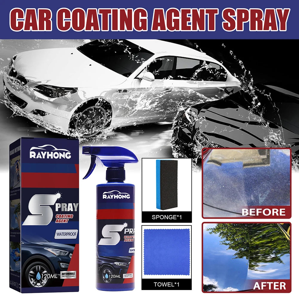 3 in 1 Ceramic Car Coating Spray High Protection 120Ml Car Wax Polish Spray Eliminate Dirt Stain for Cars/Boats/Motorcycles/Rv