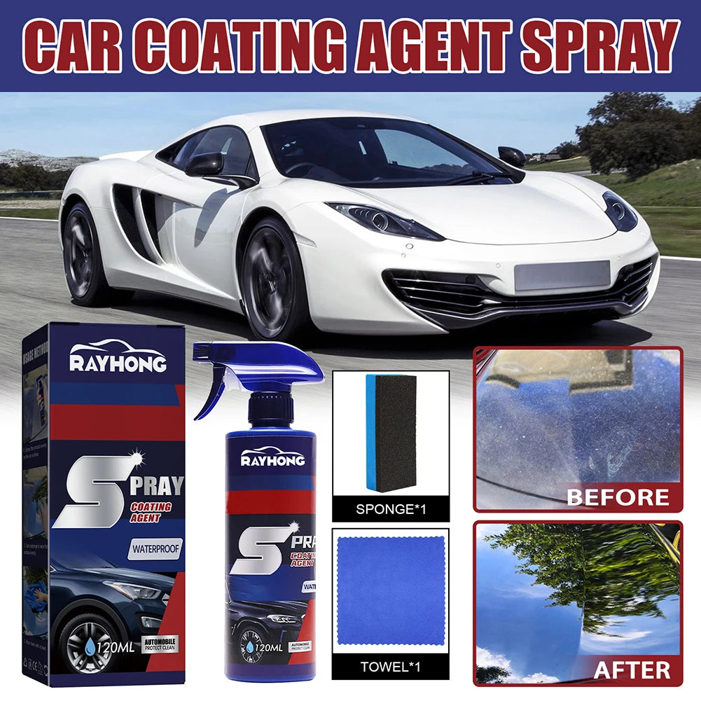 3 in 1 Ceramic Car Coating Spray High Protection 120Ml Car Wax Polish Spray Eliminate Dirt Stain for Cars/Boats/Motorcycles/Rv