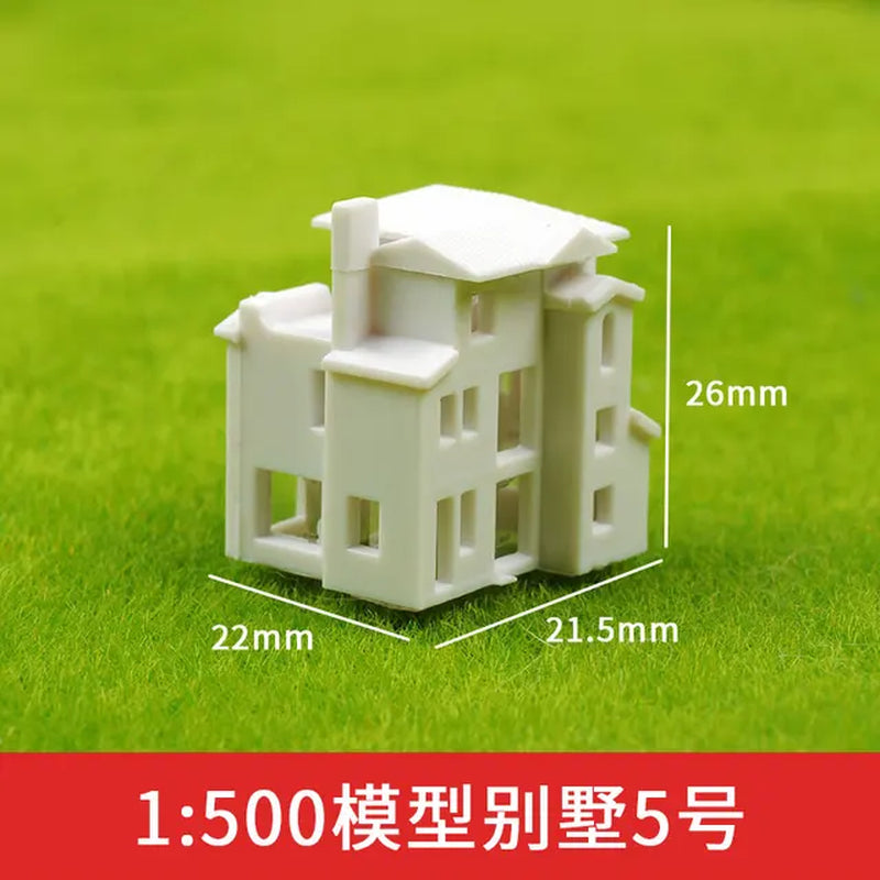 2Pcs Miniature House Miniature City Scenery 1/500 1/800 HO Scale Model Train OO Gauge Railway Accessories Model Building Diorama