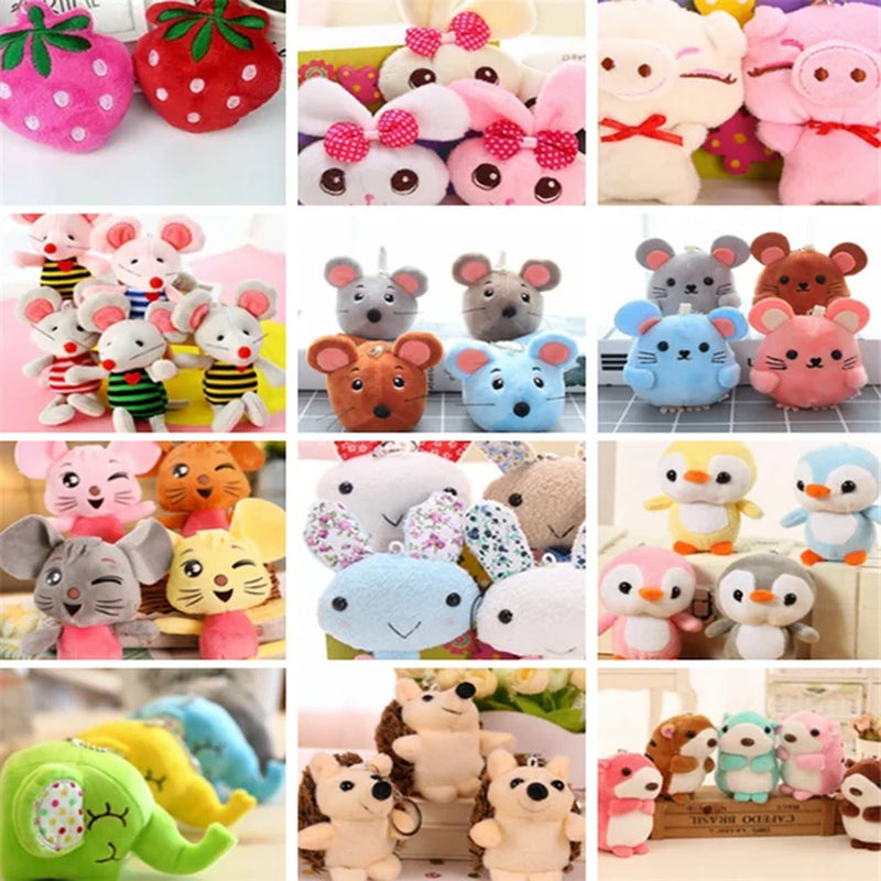 Hot Sell - Wholesale 40Pcs.Lot , Cat Little Bear Etc. 4*3CM Plush Stuffed TOY String TOY Key Chain Plush