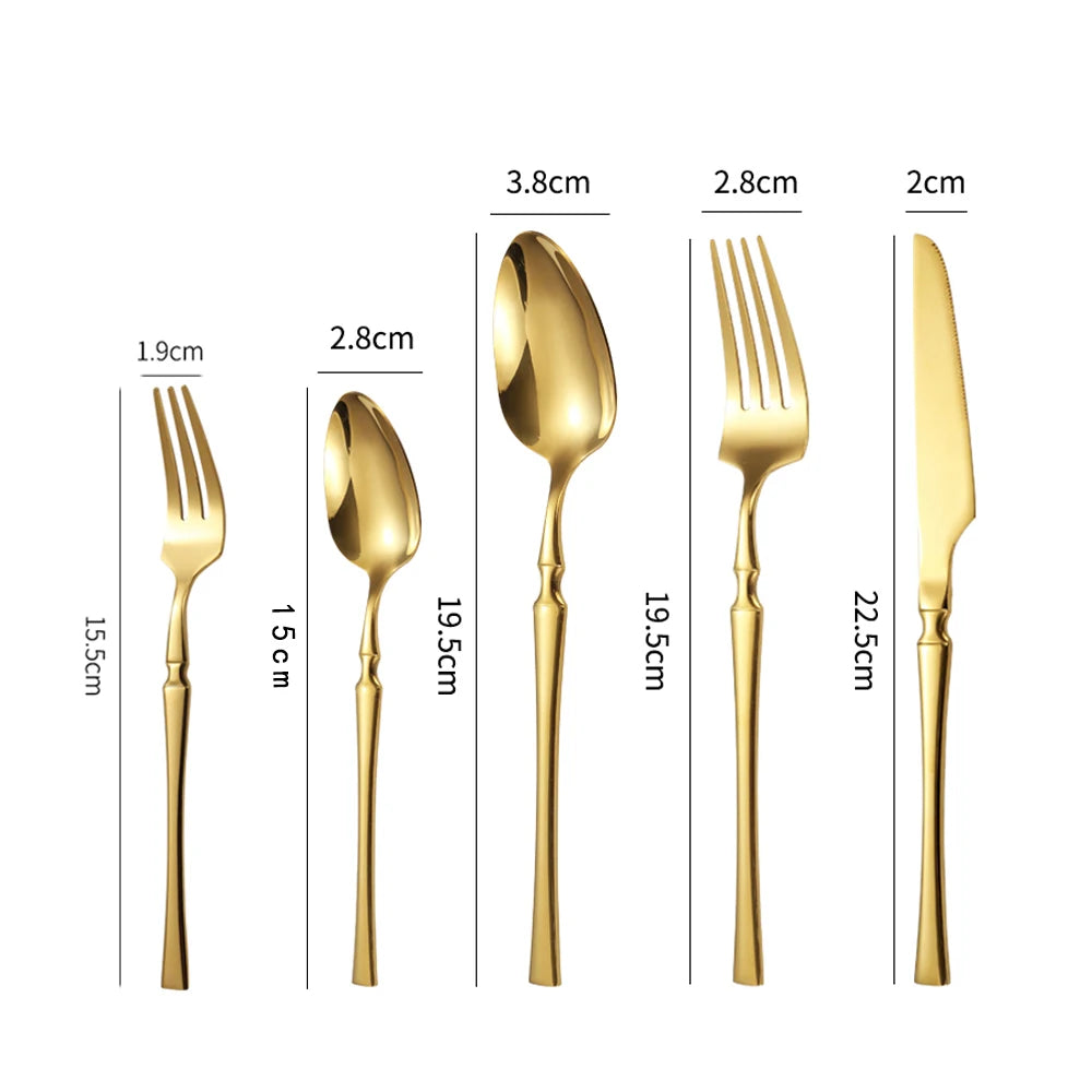 60Pcs Gold Dinnerware Set Stainless Steel Tableware Knife Tea Fork Coffee Spoon Dinner Cutlery Flatware Dishwasher Safe