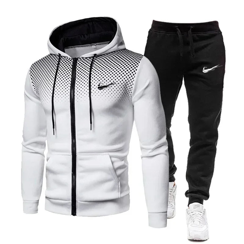 Men'S Fleece Tracksuit Set, Sweatshirts, plus Pants, 2 Sizes Hooded, 2 Pieces Hooded, FW22, Fashion, S-4XL, 2024