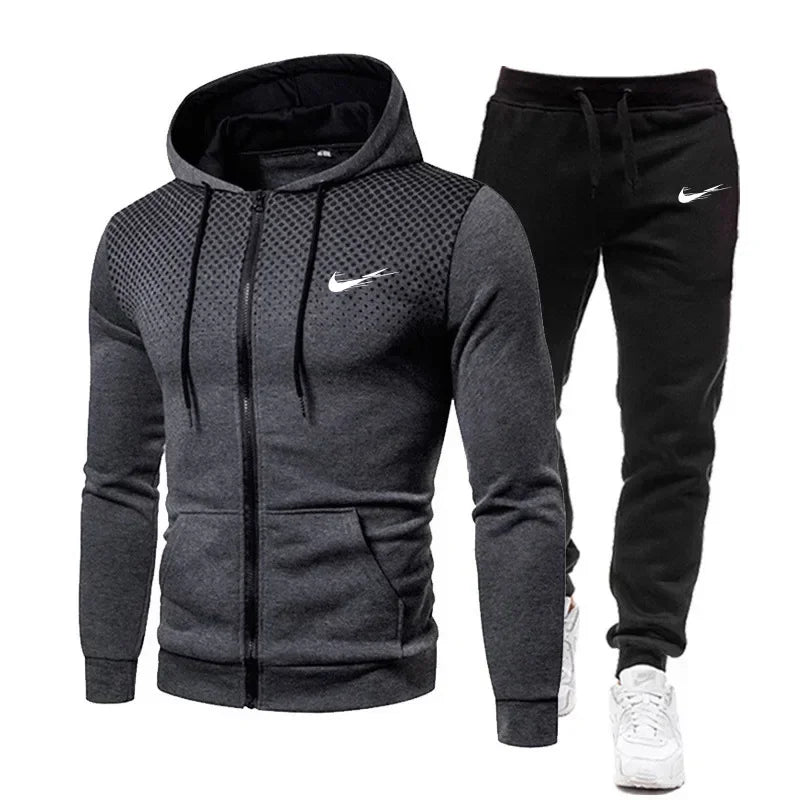 Men'S Fleece Tracksuit Set, Sweatshirts, plus Pants, 2 Sizes Hooded, 2 Pieces Hooded, FW22, Fashion, S-4XL, 2024