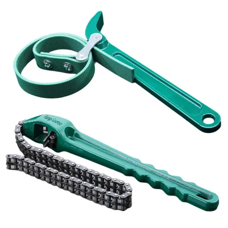 Chain Wrench Tool Adjustable Grip Spanner Oil Filter Pipe Fittings Heavy Duty Removal Tool with Ergonomic Handle for Cars