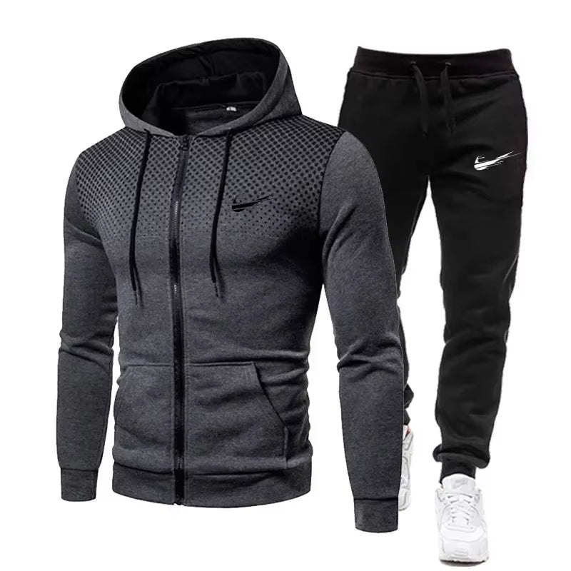 Men'S Fleece Tracksuit Set, Sweatshirts, plus Pants, 2 Sizes Hooded, 2 Pieces Hooded, FW22, Fashion, S-4XL, 2024