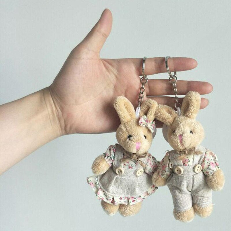 2PCS/LOT Kawaii Soft Bear&Rabbit Couple Plush Toy Stuffed Animal Soft Doll Bears Stuffed Plush Pendant Wedding Gifts GMR020