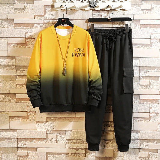 2023 Spring Autumn Tracksuits Men'S Set Hoodies + Pants Suit Fleece Sweatshirt Sportswear Set Casual Men'S Jogging